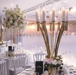 10 Curved Arms Crystal Candelabra Wedding Centerpieces Tall Gold  51.18"
