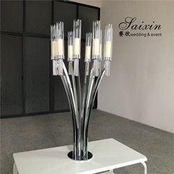 10 Curved Arms Crystal Candelabra Wedding Centerpieces Tall Gold  51.18"
