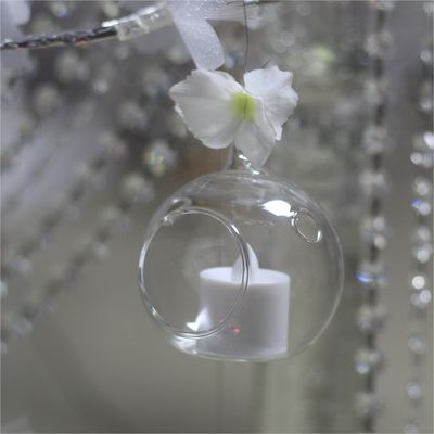 Wholesale cheap glass  hanging ball candle holder lantern for event Christmas decoration