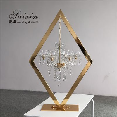 New hot style for wedding centerpiece crystal gold candelabra table decor chandeliers candle holder with support