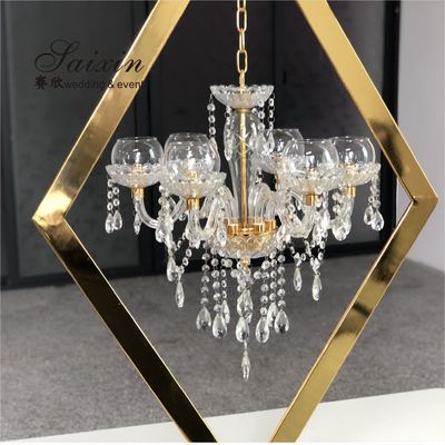 New hot style for wedding centerpiece crystal gold candelabra table decor chandeliers candle holder with support