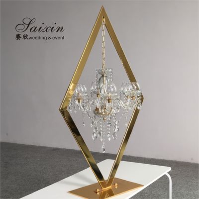 New hot style for wedding centerpiece crystal gold candelabra table decor chandeliers candle holder with support