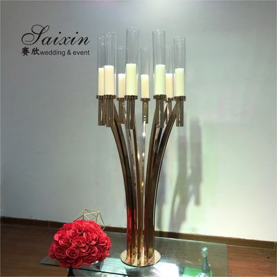 ZT-396 Wedding decoration materials crystal metal candle stand for centerpieces