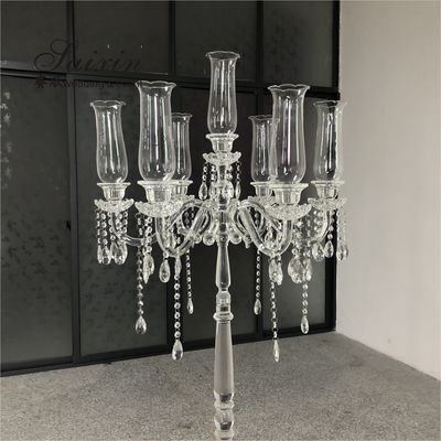 ZT-292 hot sale  tall floor standing decoration crystal candelabras for weddings