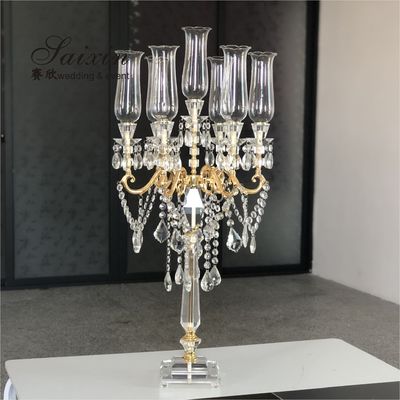 ZT-314 Saixin Gorgeous  tall wedding 7 arms beaded crystal candelabras