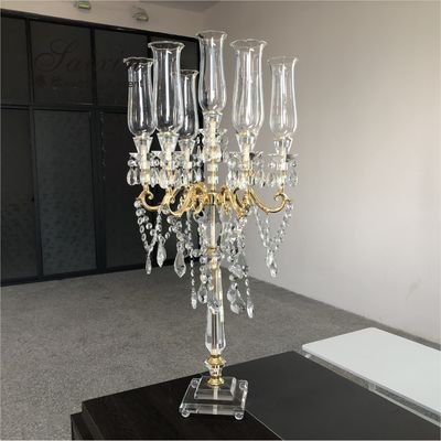 ZT-314 Saixin Gorgeous  tall wedding 7 arms beaded crystal candelabras