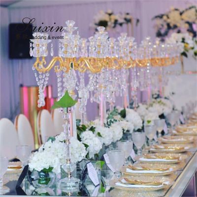 ZT-314 Saixin Gorgeous  tall wedding 7 arms beaded crystal candelabras