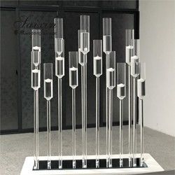 Luxury new design 15 branches holder gray crystal stands for international wedding decorative