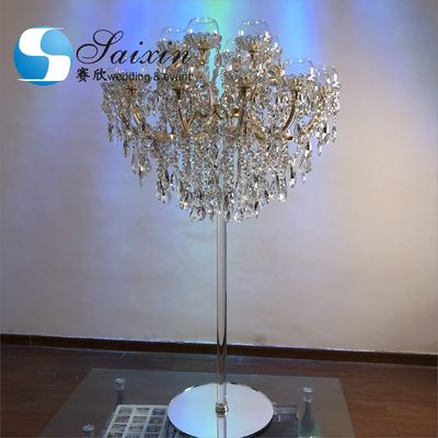 ZT-325L New custom  wedding decoration centerpieces 18 arms gold crystal candelabra