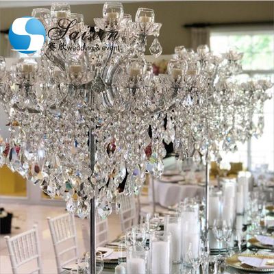 ZT-325L New custom  wedding decoration centerpieces 18 arms gold crystal candelabra