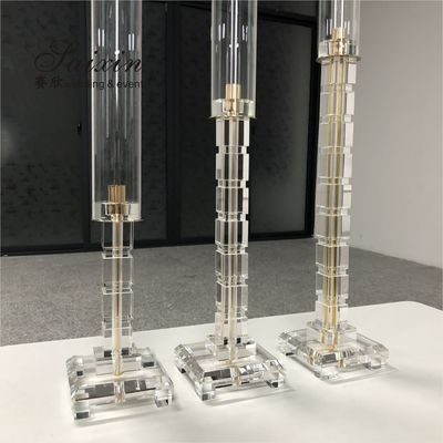 Hot ! wedding & home decoration flower stand single square crystal column candle holder