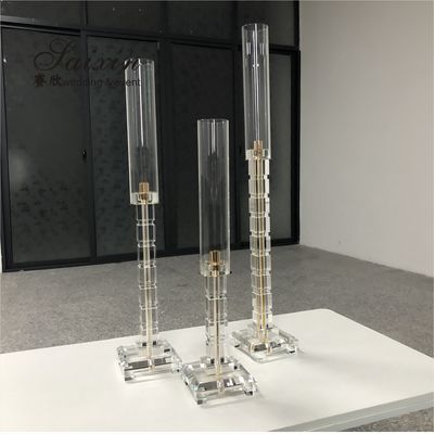 Hot ! wedding & home decoration flower stand single square crystal column candle holder