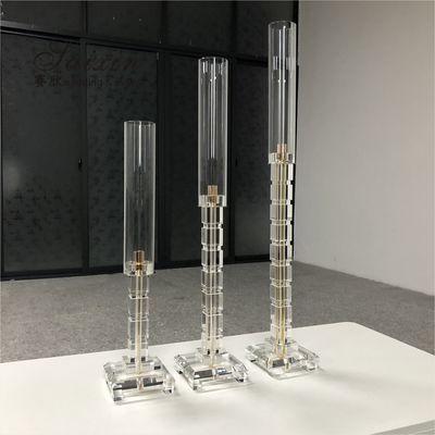 Hot ! wedding & home decoration flower stand single square crystal column candle holder