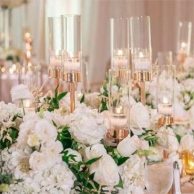 Hot ! Factory custom 3 piece in set Single gold metal candlestick