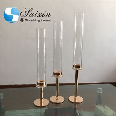 Hot ! Factory custom 3 piece in set Single gold metal candlestick