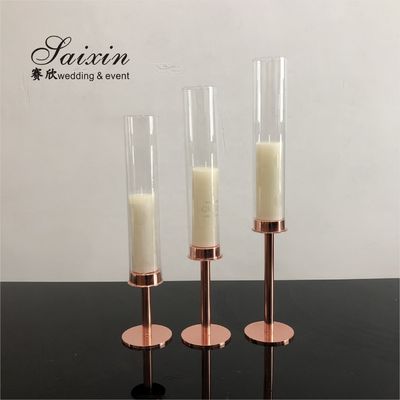 Hot ! Factory custom 3 piece in set Single gold metal candlestick
