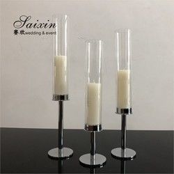 Hot ! Factory custom 3 piece in set Single gold metal candlestick