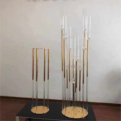 ZT-526 bling wedding candelabra centerpieces 12 arms gold with clear candle holder