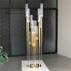 ZT-526 bling wedding candelabra centerpieces 12 arms gold with clear candle holder