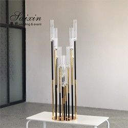 ZT-526 bling wedding candelabra centerpieces 12 arms gold with clear candle holder