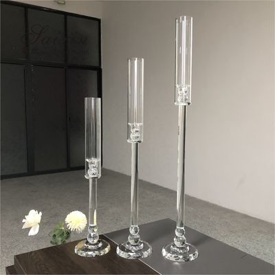 Saixin Wholesale luxury 3 pieces single crystal candle holders for wedding decor