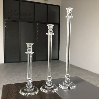 Saixin Wholesale luxury 3 pieces single crystal candle holders for wedding decor