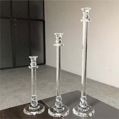 Saixin Wholesale luxury 3 pieces single crystal candle holders for wedding decor