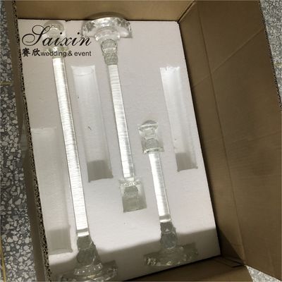 Saixin Wholesale luxury 3 pieces single crystal candle holders for wedding decor