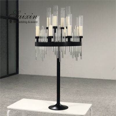 ZT-435 Beautiful large candelabra gold crystal candle holder for wedding table decoration