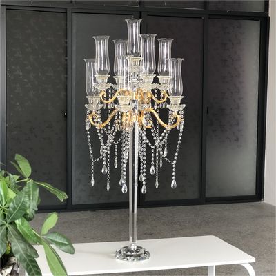 ZT-267G New wedding gold tall crystal candelabra centerpieces