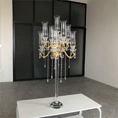 ZT-267G New wedding gold tall crystal candelabra centerpieces