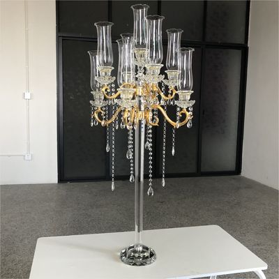 ZT-267G New wedding gold tall crystal candelabra centerpieces