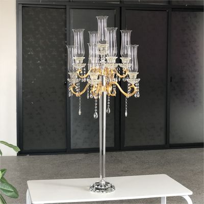 ZT-267G New wedding gold tall crystal candelabra centerpieces