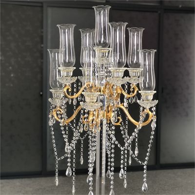 ZT-267G New wedding gold tall crystal candelabra centerpieces