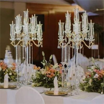 ZT-267G New wedding gold tall crystal candelabra centerpieces