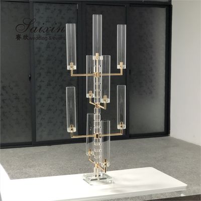 ZT-558 Bling New wedding decoration gold candle holder 9 arms crystal candelabra