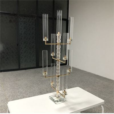 ZT-558 Bling New wedding decoration gold candle holder 9 arms crystal candelabra