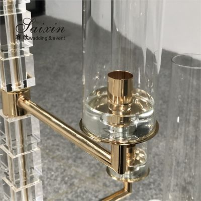 ZT-558 Bling New wedding decoration gold candle holder 9 arms crystal candelabra