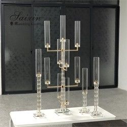 ZT-558 Bling New wedding decoration gold candle holder 9 arms crystal candelabra