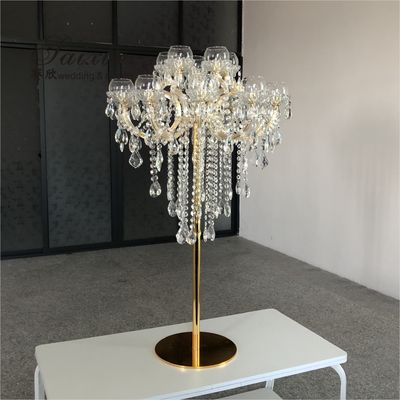 ZT-325G Gorgeous 15 arms gold crystal candelabra wedding table decorations centerpieces