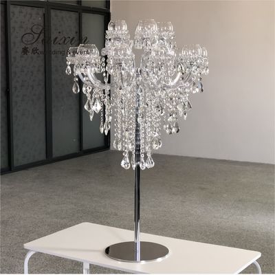 ZT-325G Gorgeous 15 arms gold crystal candelabra wedding table decorations centerpieces