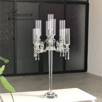 7 Arm 9 Arm Crystal Candelabra Glass Centerpieces Wedding 120CM