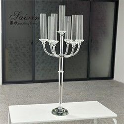 New design 7 arms crystal candle holder for wedding table decor