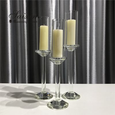 Saixin hot sale bling wedding decoration centerpiece set crystal candle holders