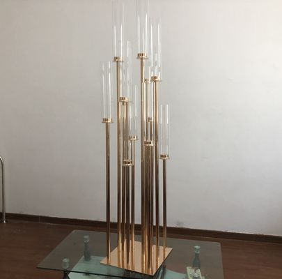 Factory wholesale gold metal candles holder for wedding table top centerpiece