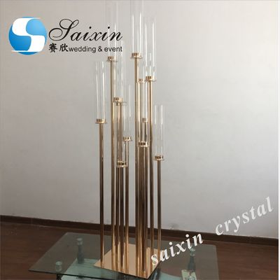 Factory wholesale gold metal candles holder for wedding table top centerpiece