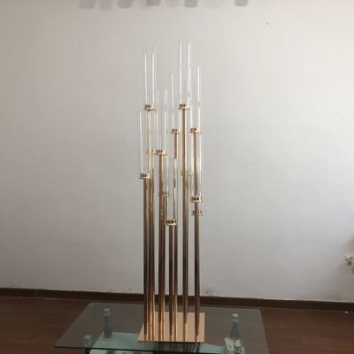 Factory wholesale gold metal candles holder for wedding table top centerpiece