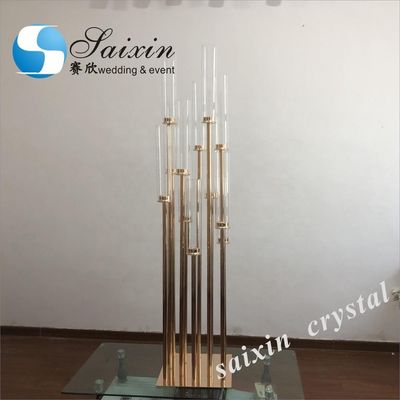 Factory wholesale gold metal candles holder for wedding table top centerpiece