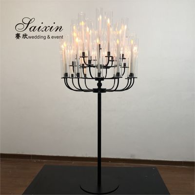 ZT-361B New design 25 arms black Metal candelabra for wedding table centerpieces