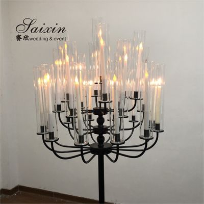 ZT-361B New design 25 arms black Metal candelabra for wedding table centerpieces